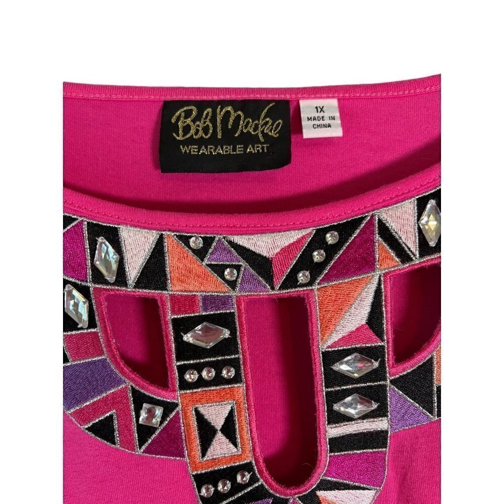 Bob Mackie's Women's Wearable Art Embroidered Cut-Out Pullover Top Size 1X** - Picture 12 of 12
